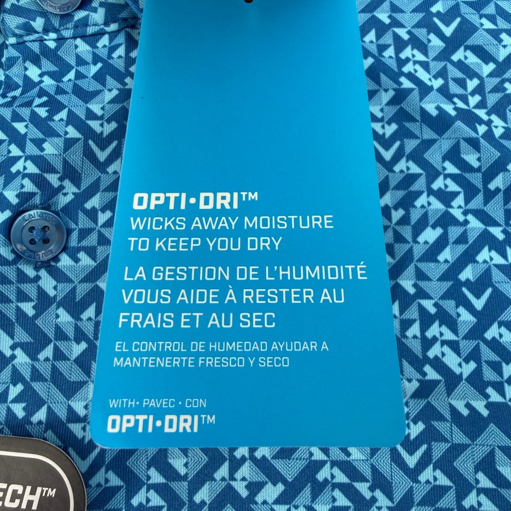 Callaway Polo Shirt Mens 2XLT Vallarta Blue Opti-Dri Swing Tech Golf Stretch NEW - Picture 8 of 16